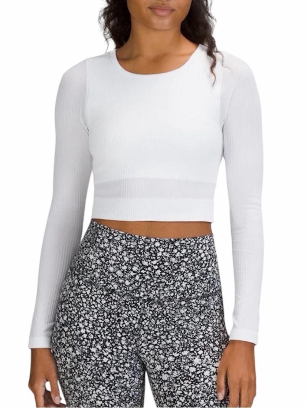 Lululemon Ebb to Street white cropped longsleeve